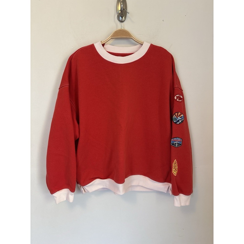 Free People Movement All Star Patch Pullover Sweatshirt Red Small